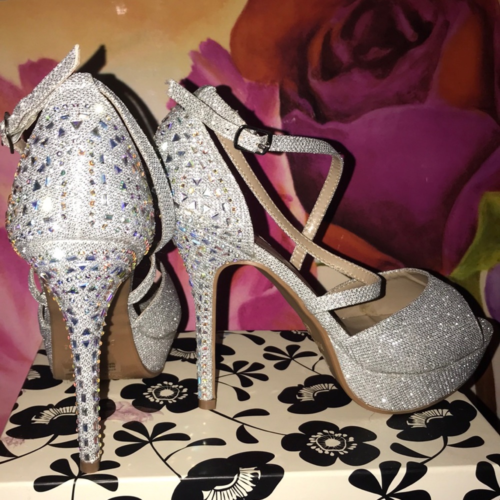 Silver platform heels